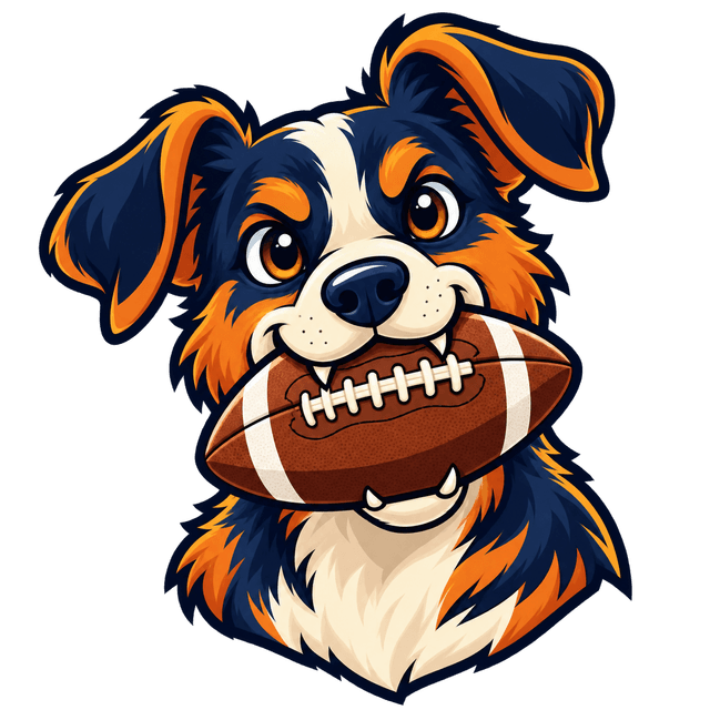 Cartoon dog biting a football
